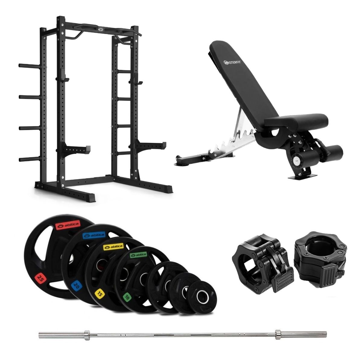 HR 500 Half Rack Olympic med bänk - 110 kg